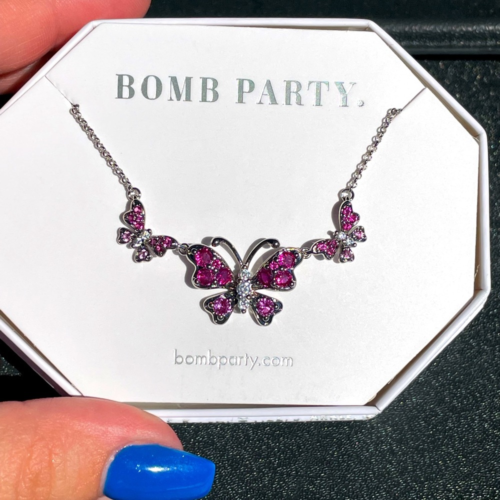 Fuchsia Butterfly Necklace